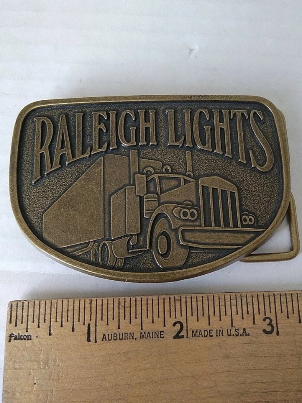 Raleigh Lights Belt Buckle Brass